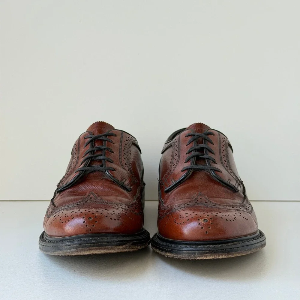 Vintage Stafford Wingtip Oxford Shoes Mens 9 Brown Leather Brogue Made in USA